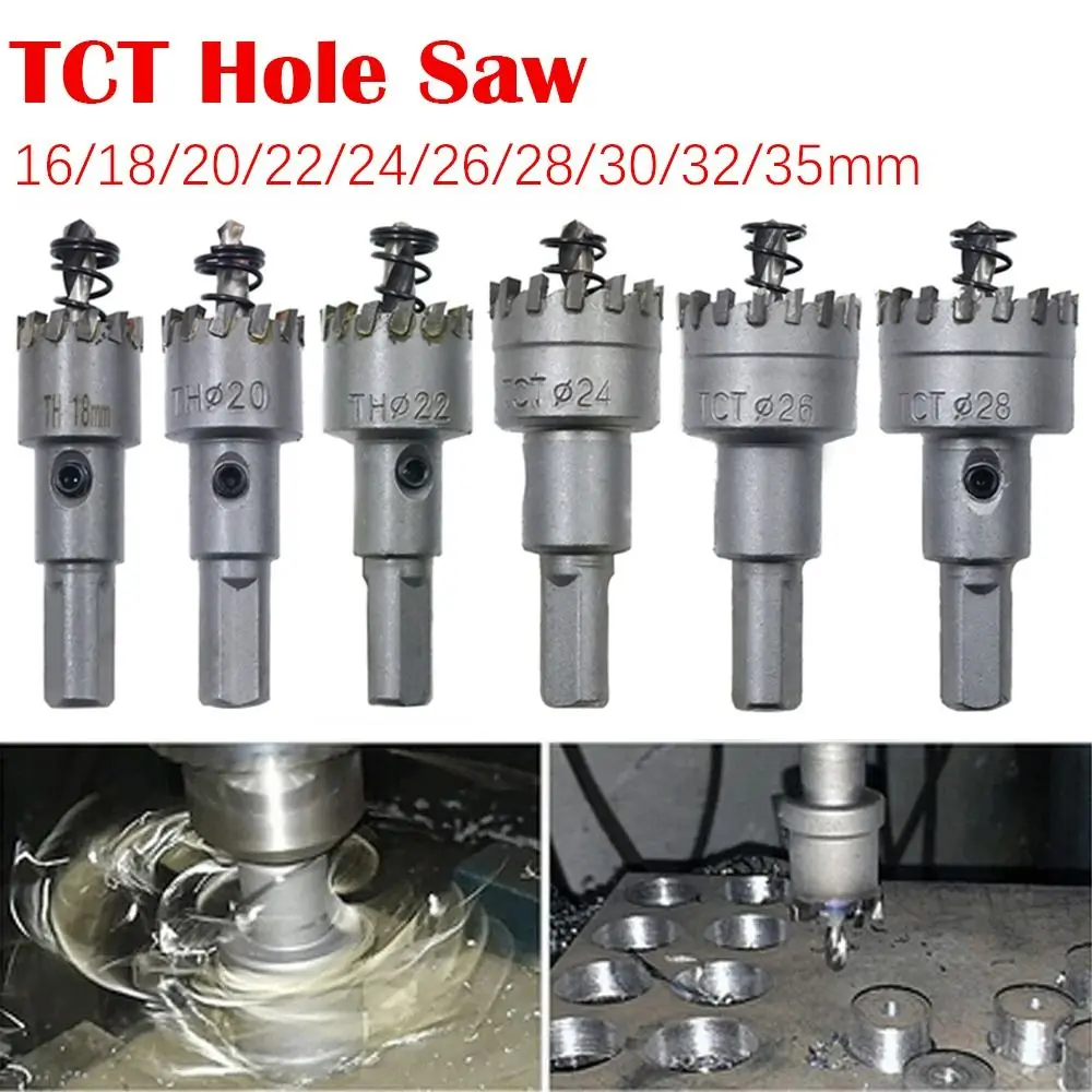 High Hardness Hard Alloy TCT Hole Saw 16~35mm Silver Hole Opener Drill Bit Aluminum Alloy