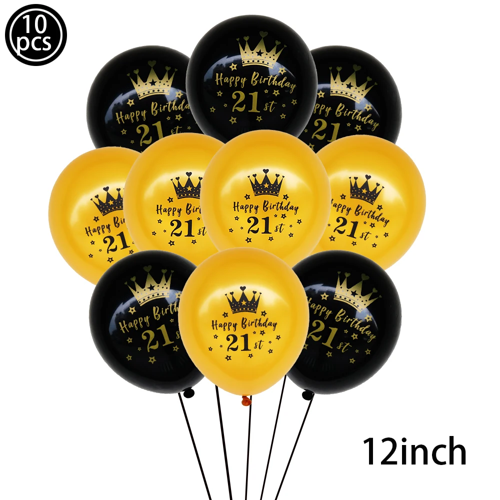 Palloncini per feste da 10 pezzi palloncini in lattice di buon compleanno 12 pollici oro nero 18 21 30 40 50 60 anni forniture per feste di