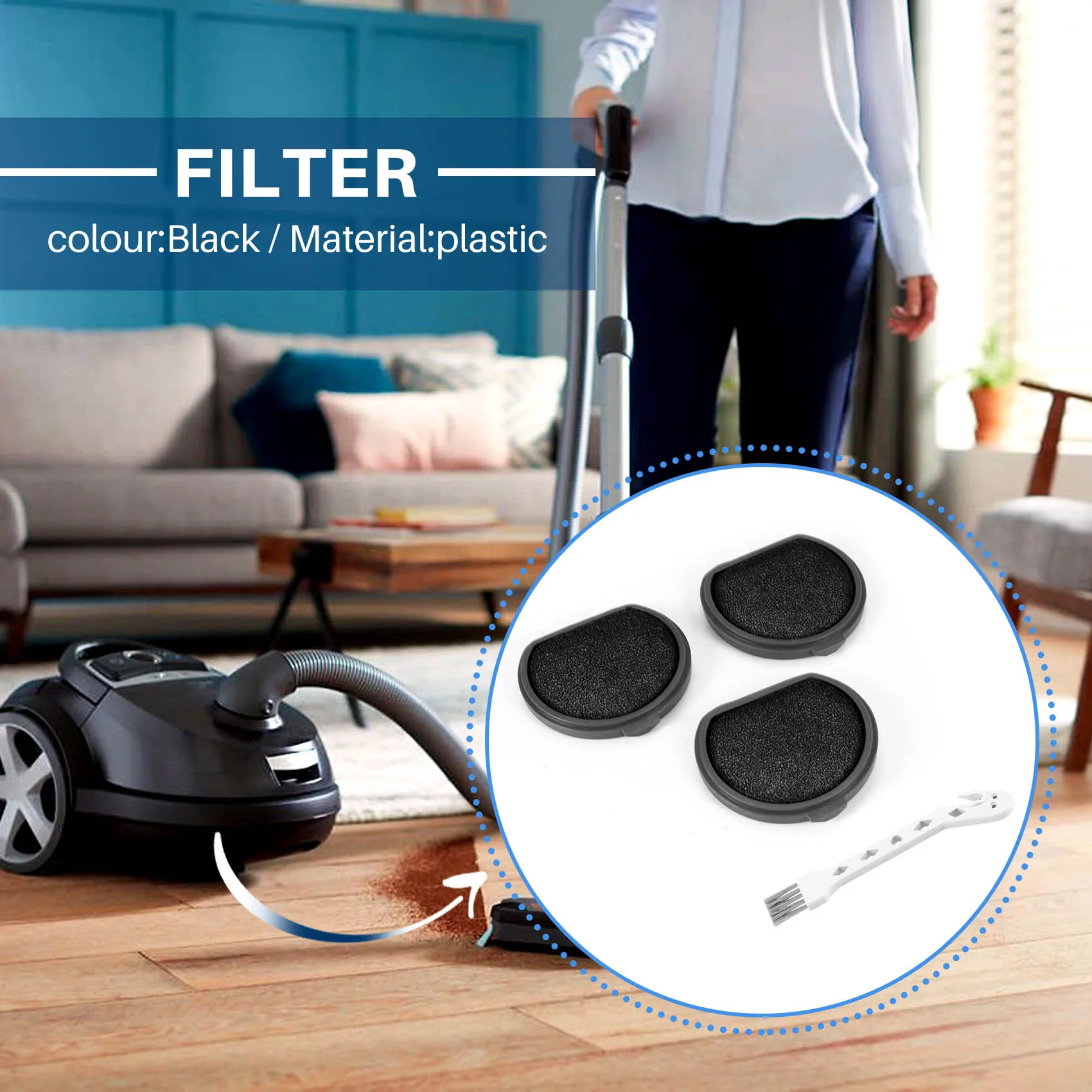 4 шт., щетки и моющиеся фильтры для пылесоса