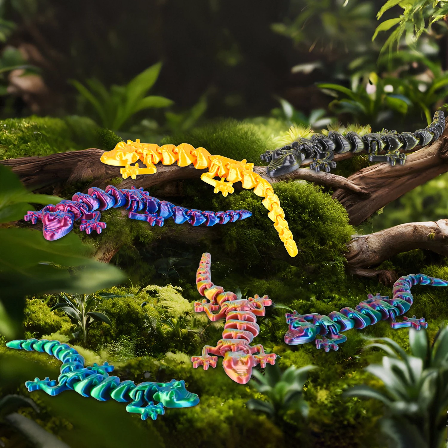 30PCS 3D Printed Gecko with Movable Joints - Fun Desk Toys, Random Colors, Cool Gift for Collectors