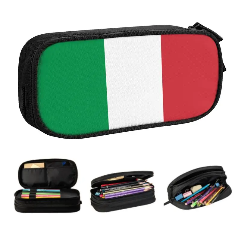 Customized Italy Flag Cute Pencil Case Boy Girl Large Capacity Italian Proud Pencil Box School Accessories