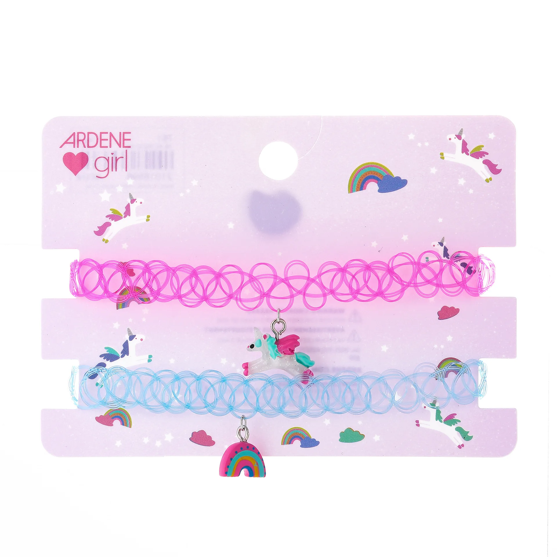 New Pony Rainbow Resin Pendant Elastic Necklace Popular Children\'s Necklace Jewelry