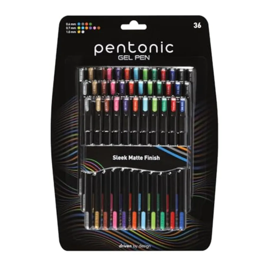 

Gel Pens, 36 Count, Colored Ink 12 Colors, 3 Of Each Color,Medium and Fine Point, Smooth Writing For Journaling (1002357