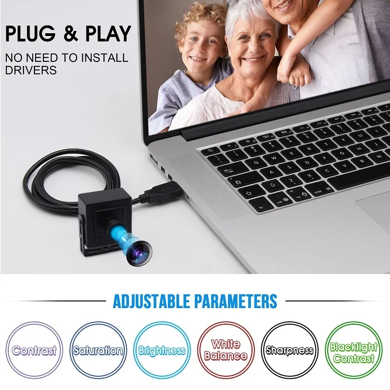 ELP 16MP Ultral HD 웹캠 광각 PC 카메라, 180도 어안 렌즈 USB2.0 산업용 카메라, 도어 벨, 홈 보안