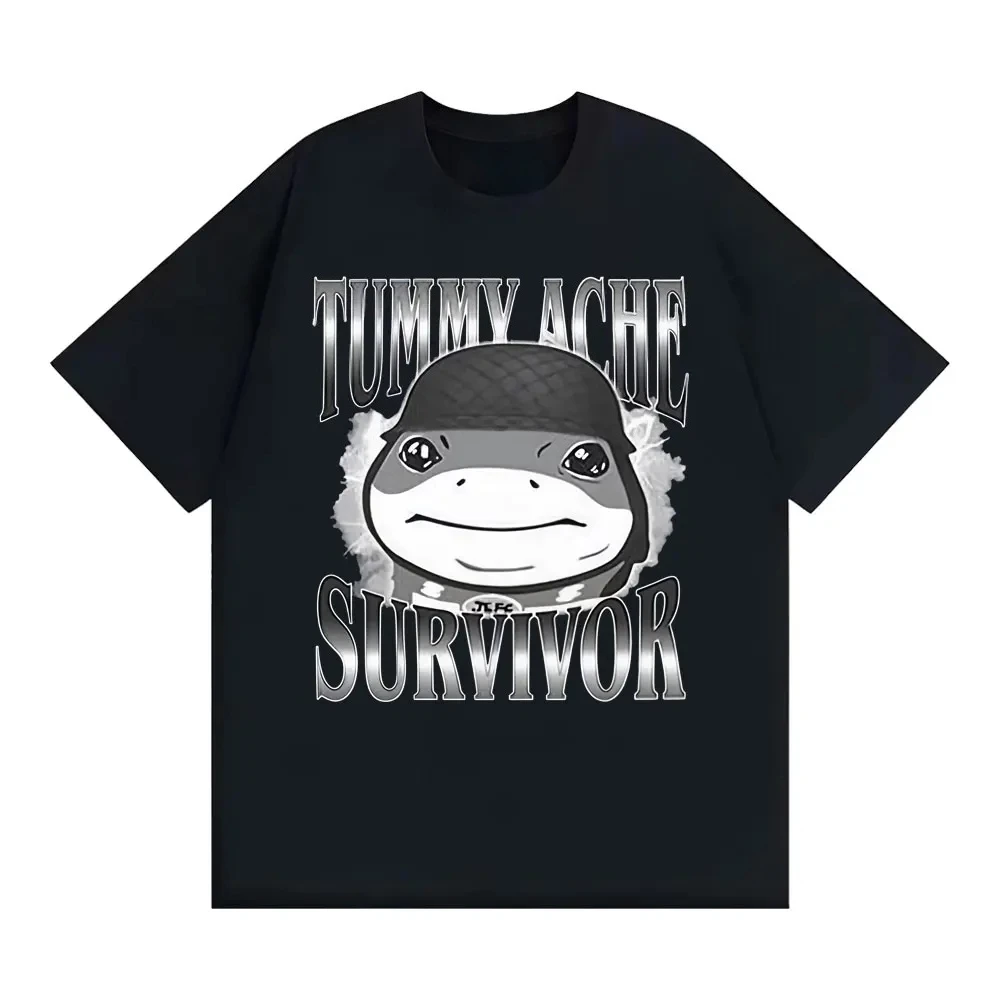Camisetas Funn Tummy Ache Survivor Jeff The Land Shark Helmet Meme para hombre y mujer, camiseta de manga corta de gran tamaño con diseño de humor vintage