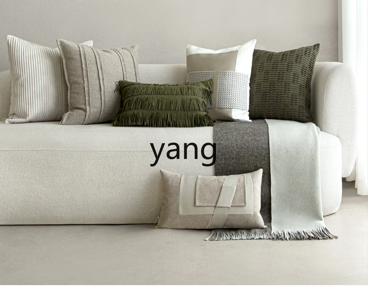 CX Modern Simple Green-Gray M Pillow Light Luxury Living Room Sofa Model Room Hotel Soft Pillow