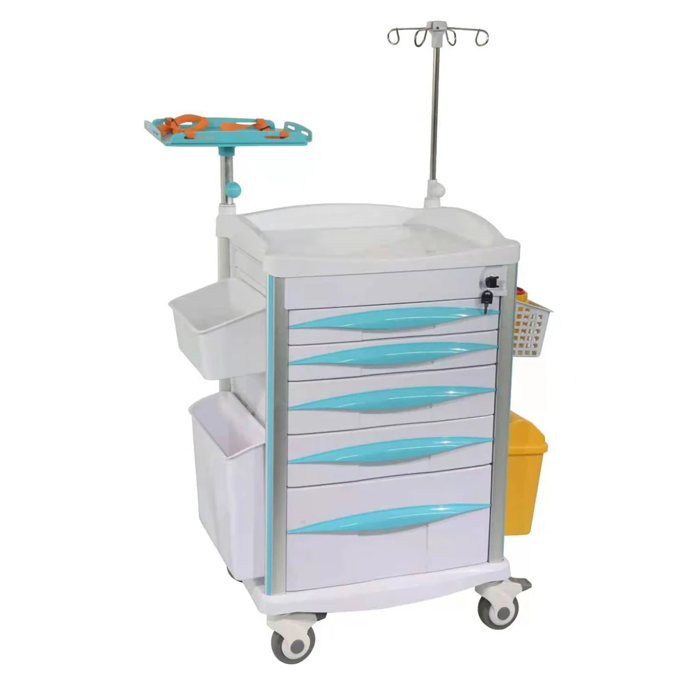 Emergency Trolley Hospital ABS Emergency Crash Cart with Drawers Medical Cart Supplies Tool Case