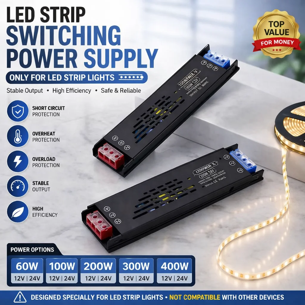 12V 24V LED Driver Transformers 60W 100W 200W 300W 400W DC Switch Power Supply Lighting Transformers 5A 12.5A LED Light Driver