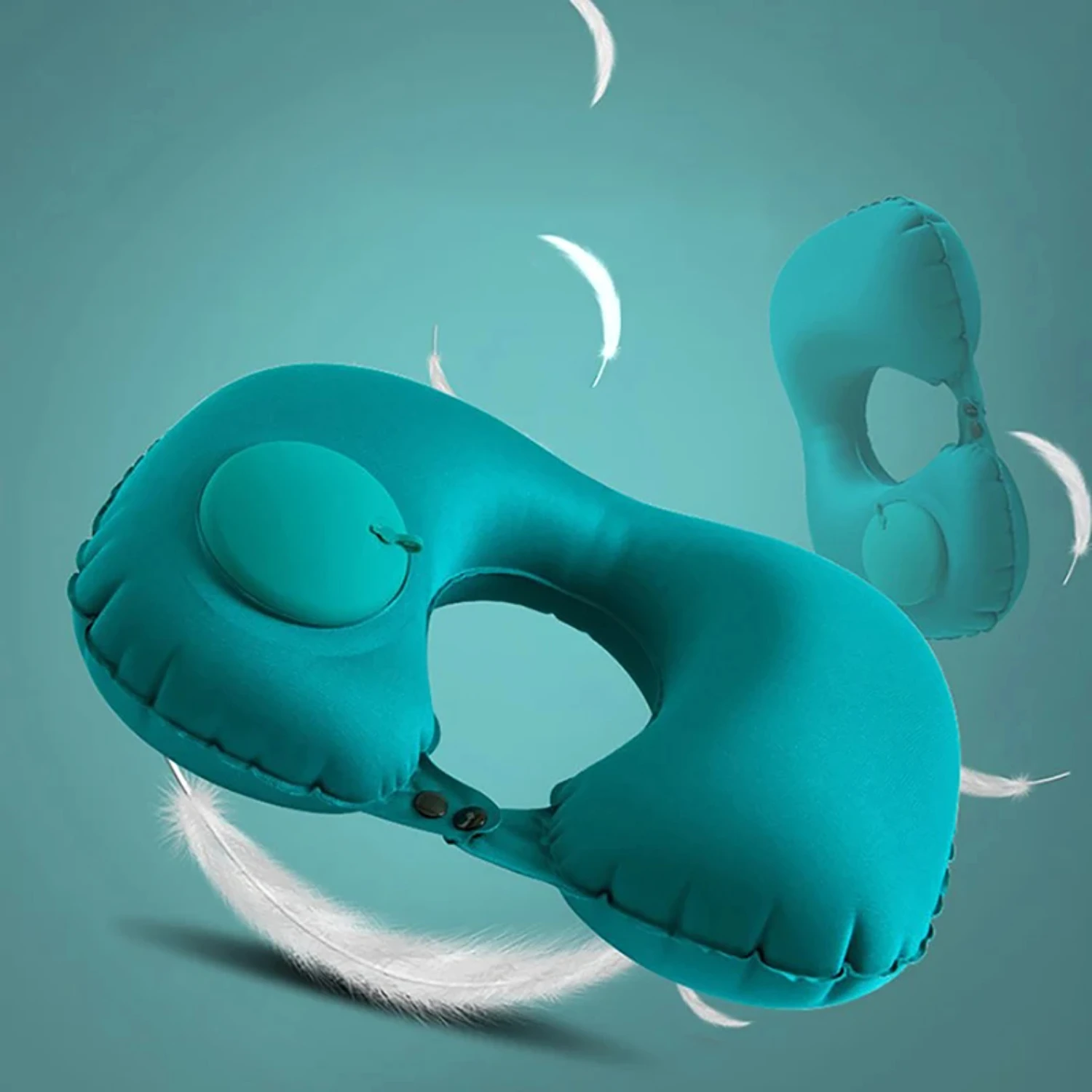 U-Shaped Inflatable Travel Pillow Portable Air Pillow Neck Support Cushion Comfortable Sleeping Pillow Press To Inflate Pillows