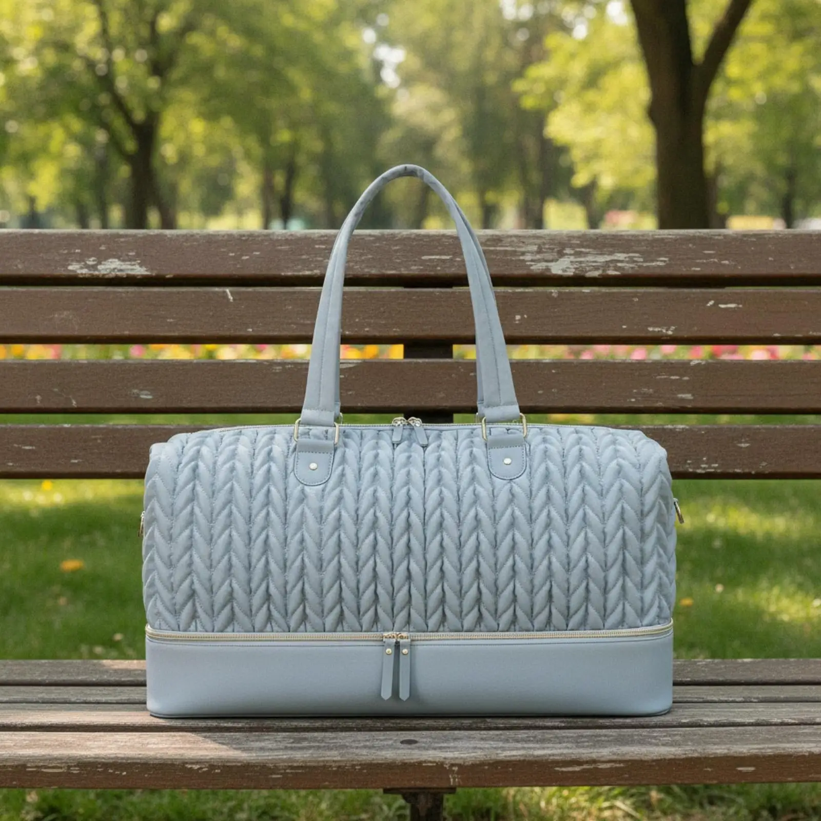 multi-functional-maternity-diaper-carrier-baby-bag-quilted-double-compartment-waterproof-oxford-cloth-lightweight-tote-for-mom
