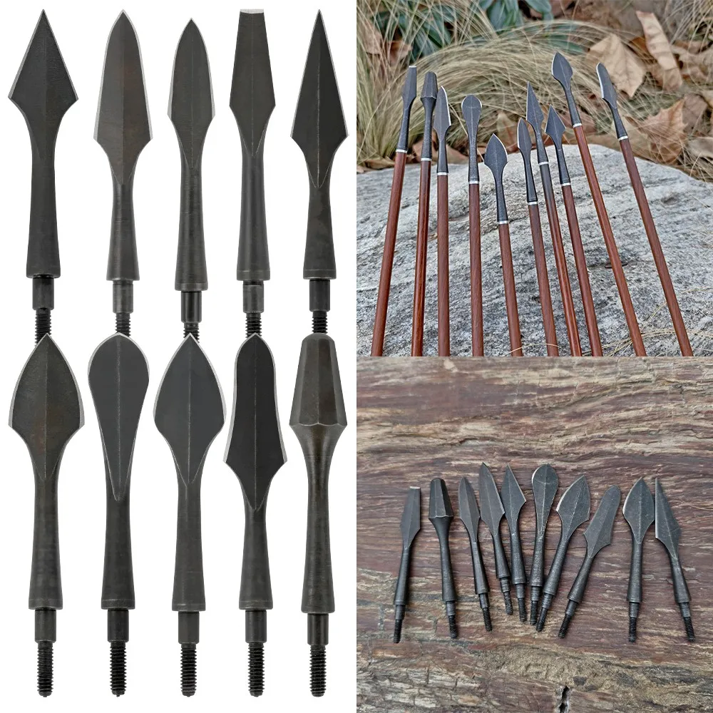 

6pcs Archery Arrowsheads Traditional Broadhead Hight Carbon Steel Arrow Tips Recurve Compound Bow Shooting Hunting Accessories