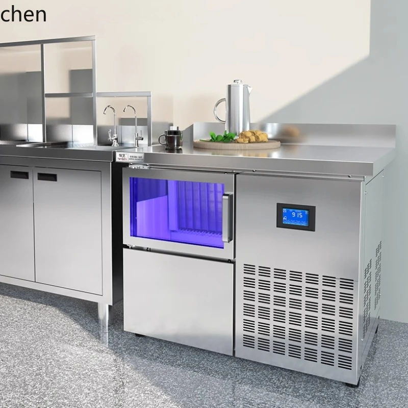 

HXL Ice Maker Commercial Milk Tea Shop Fully Automatic Bar Counter Blue Light Integrated Machine