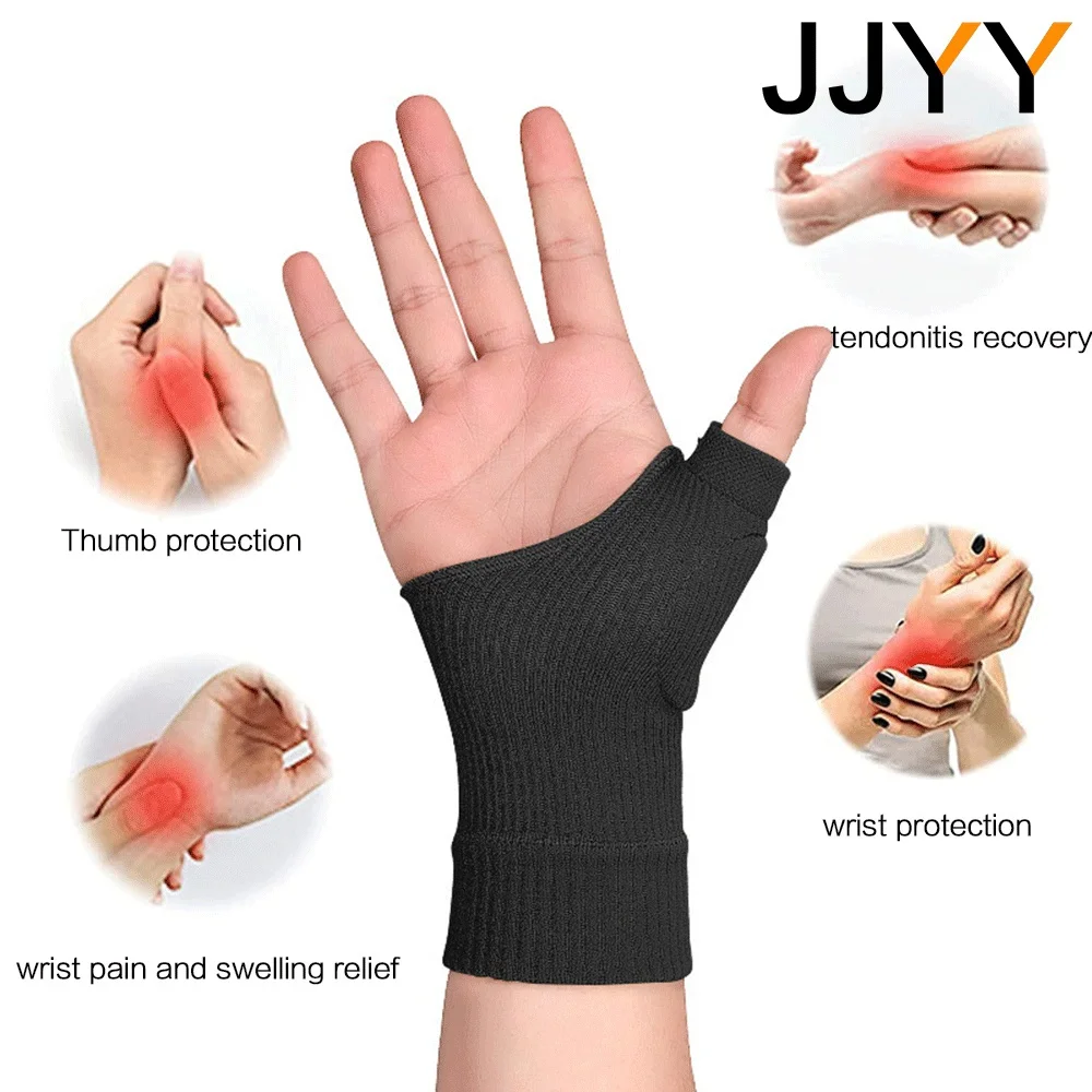 JJYY 1Pair Wrist guard palm men\'s and women\'s joint sports sprain elastic wristband warm cold-proof fitness half-finger gloves