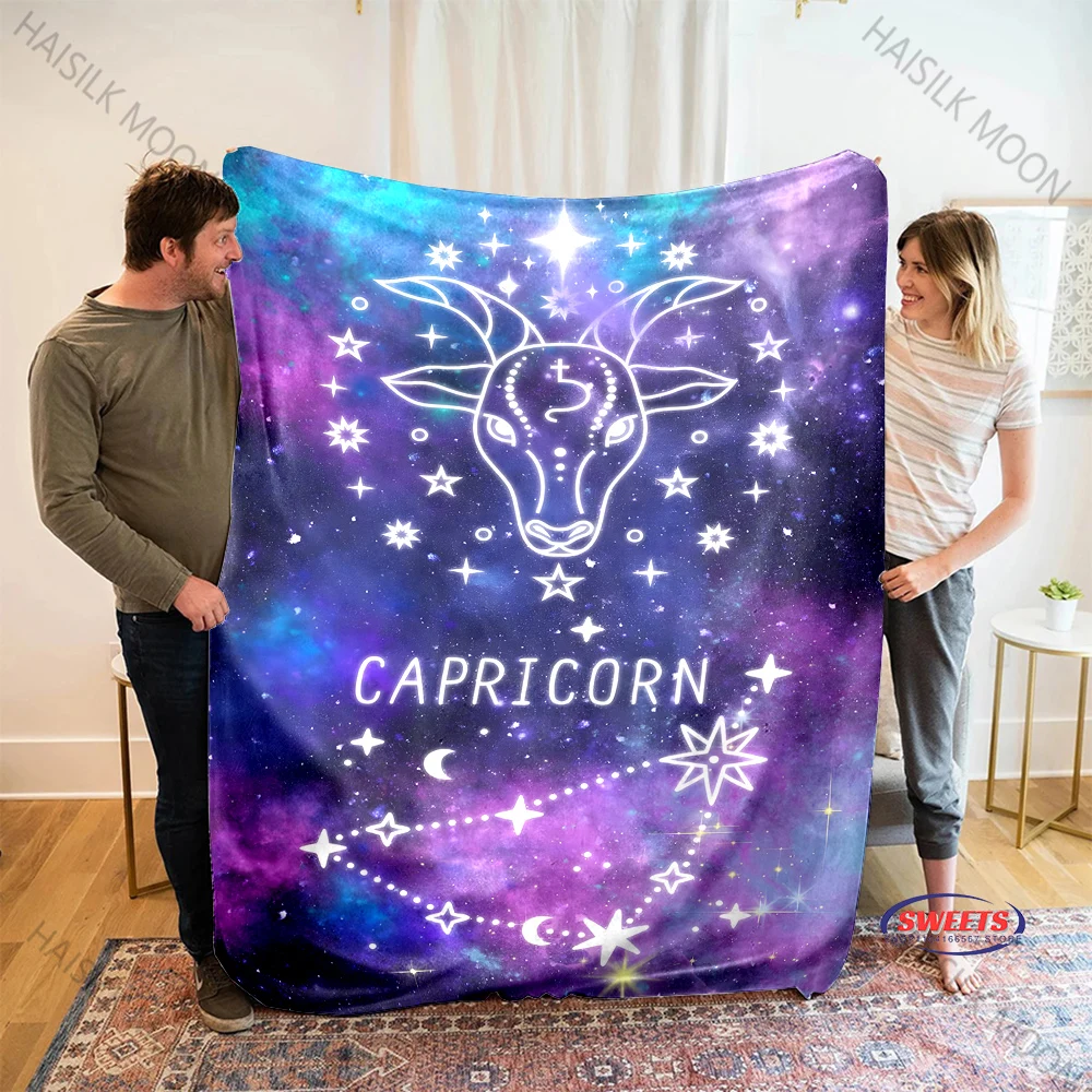6 Sizes Capricorn, Zodiac Theme Pattern Printed Blanket,Throw for Bed, Couch & Travel- Ultra Soft & Cozy Gift for Friend Family