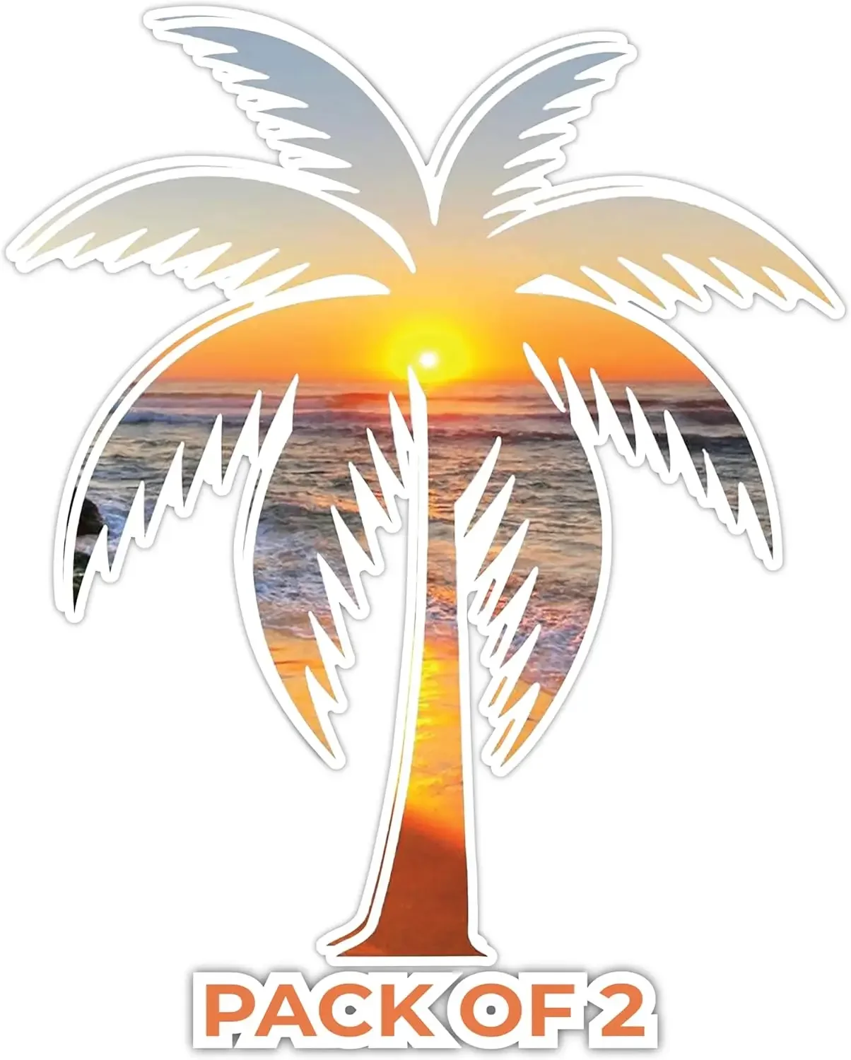 

2PCS IMPERIAL VIBES Palm Tree Beach Vinyl Stickers Waterproof Decals for Car Bumper Window Laptop Truck SUV Auto Decor