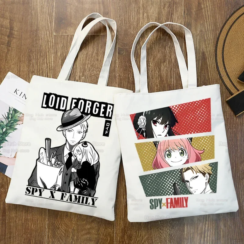 Japanese Anime Spy X Family Anya Funny Shopping Bag Graphic Tote Harajuku Unisex Canvas Shoulder Bag