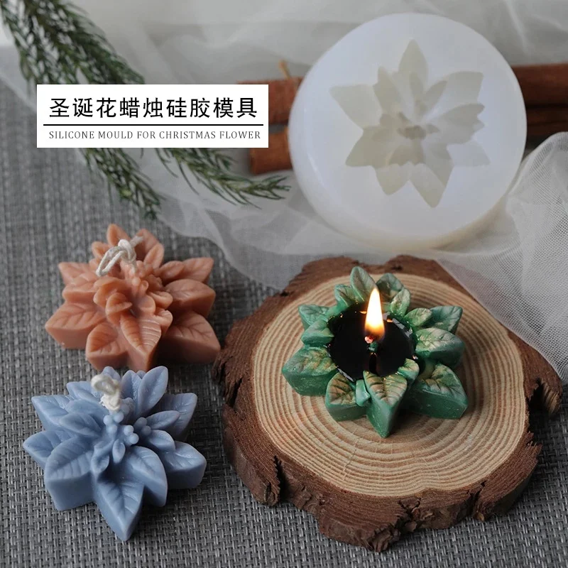 Christmas Flower Silicone Mold  Aromatherapy Candle  Resin s Cake Decorating Handmade Soap   Making