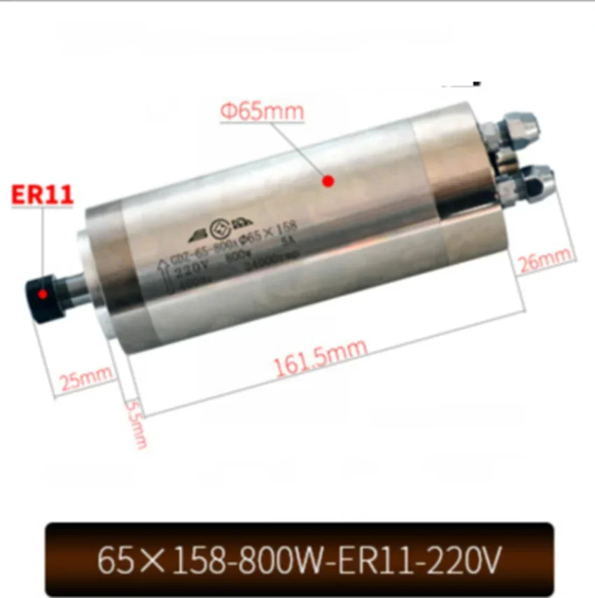 

1pc CNC 2 Bearings Water Cooled Spindle Motor 65X158-800W-ER11-220V 24000 Rev / Min CNC Engraving Machine Part High Qualit