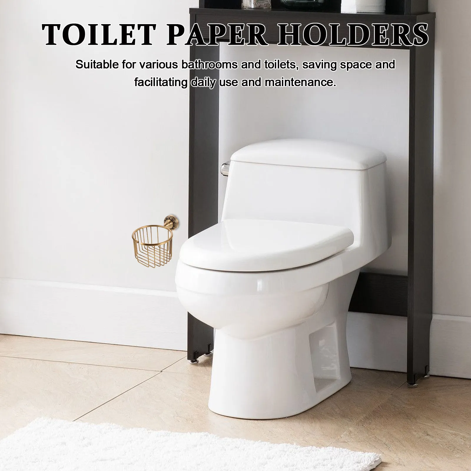 

Brass Toilet Paper Holder Vintage Wall Mounted Tissue Basket Storage Rack Organizer Bathroom Toilet Roll Holder Classic Wire