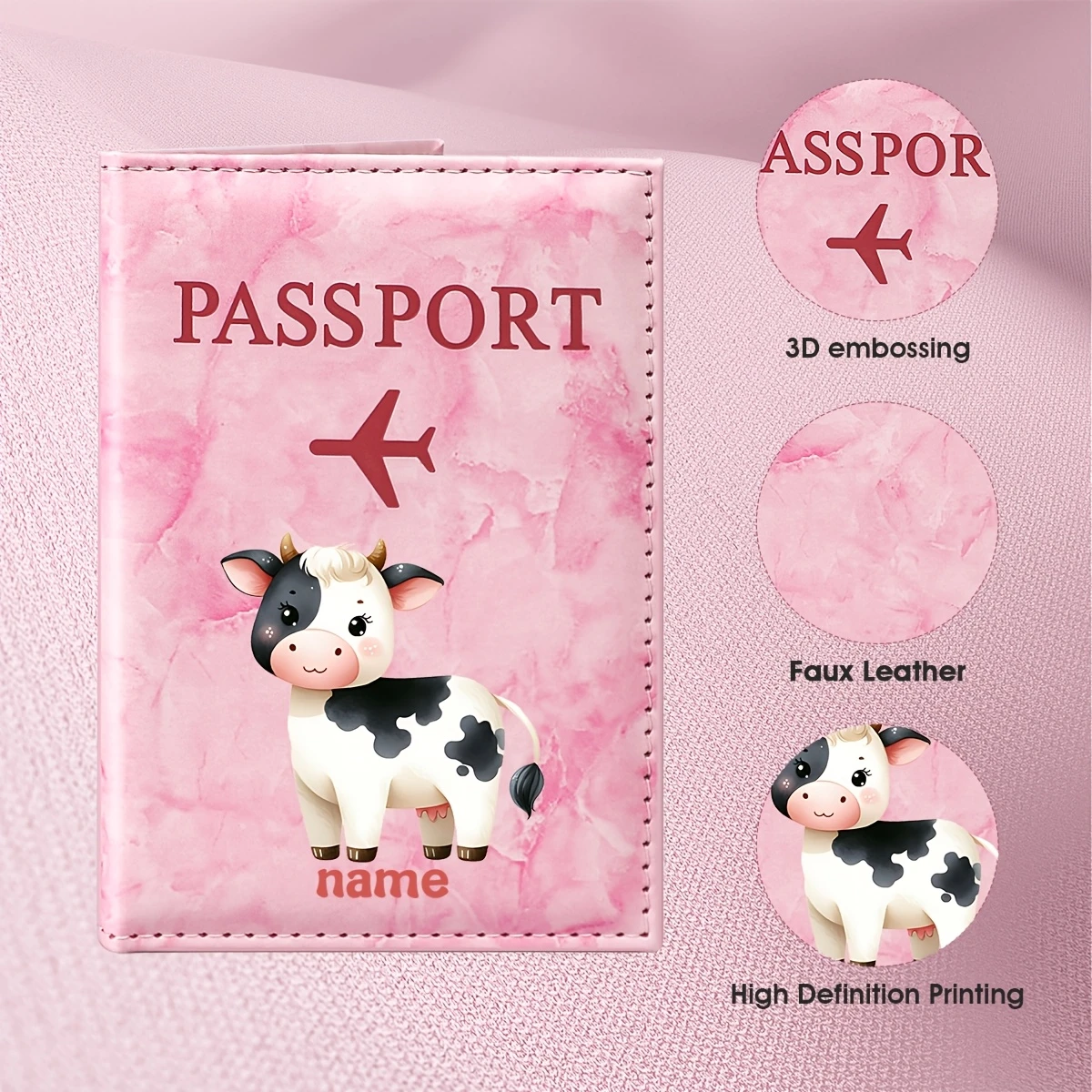 Travel Accessories Designer - Custom Name Cute Cow Illustration Design