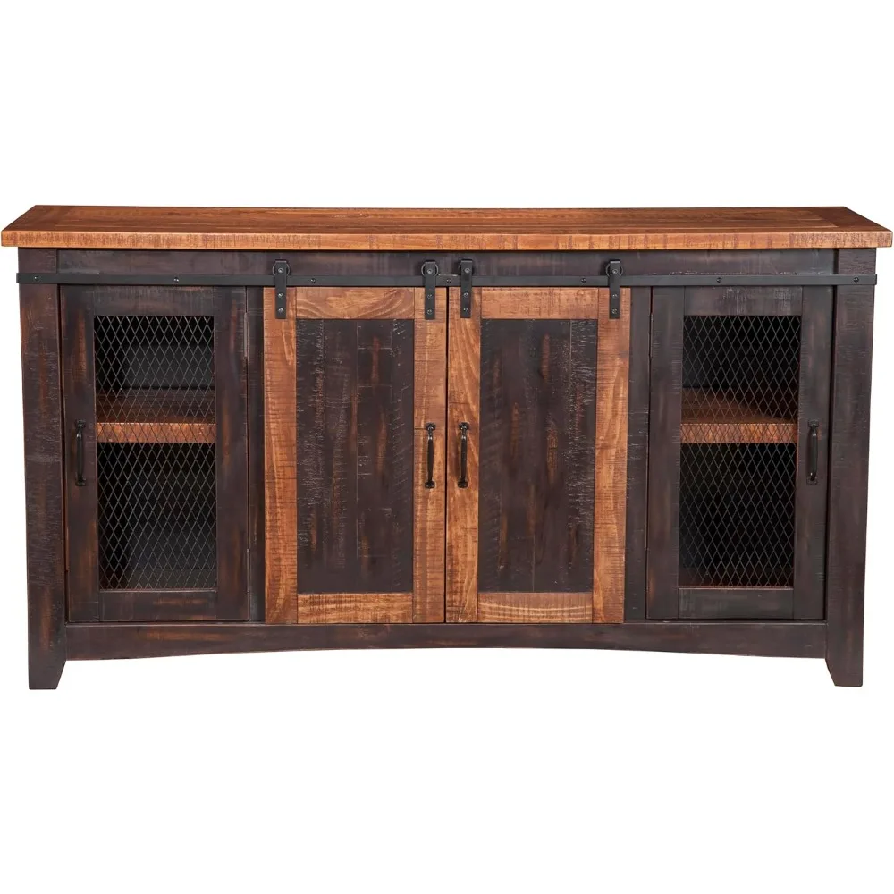 

Martin Svensson Home Santa Fe 70" Solid Wood TV Stand, Antique Black and Aged Distressed Pine