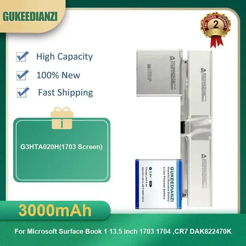 

3000mAh G3HTA020H(1703 Screen) Tablet Battery For Microsoft Surface Book 1 13.5 inch 1703 1704 ,CR7 DAK822470K High Capacity