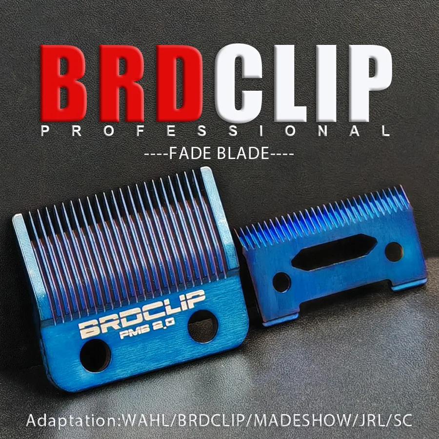 BRDCLIP Blue Titanium Plating Clipper Blade Metallurgical Powder Ceramic Fade Blade Oil Head Gradient Clipper Replacement Blade