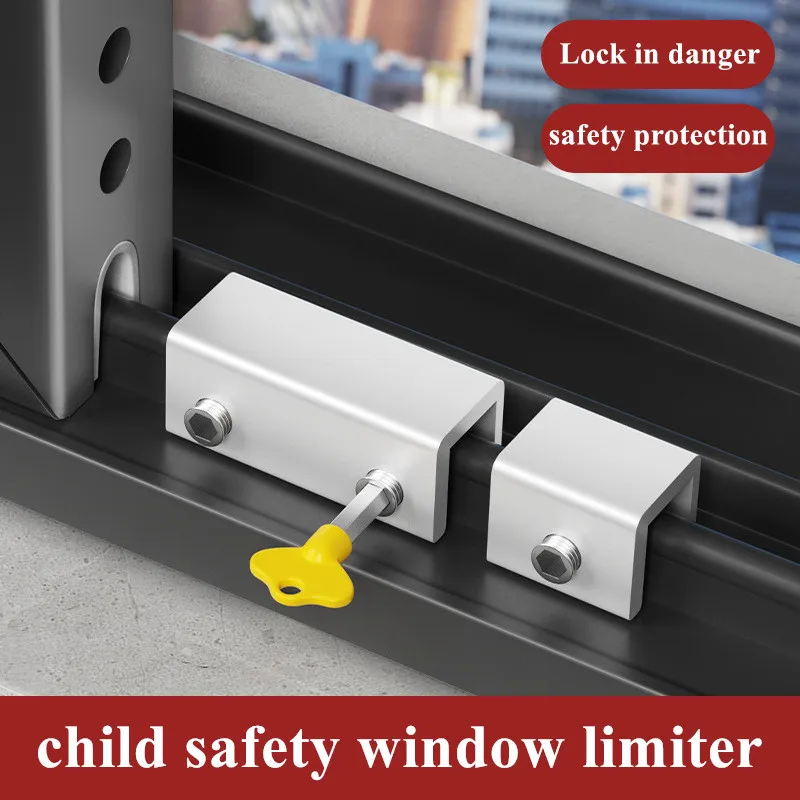 

1/2Pcs Window Locks Adjustable Sliding Door Window Lock with Key Window Stopper Aluminum Window Security Safety Locks for Kids