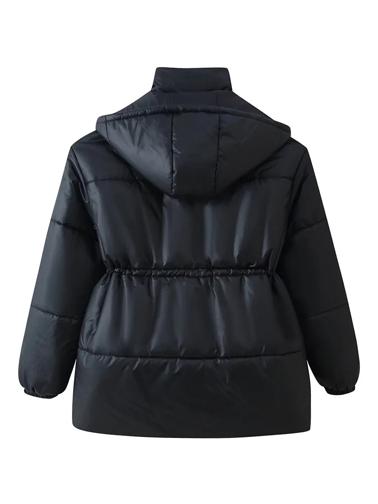 HH أزياء الشتاء النسائية 4-Color مقنعين الخصر سستة الديكور ملابس قطنية فضفاضة الإناث شارع العليا الرجعية سترة دافئة غير رسمية