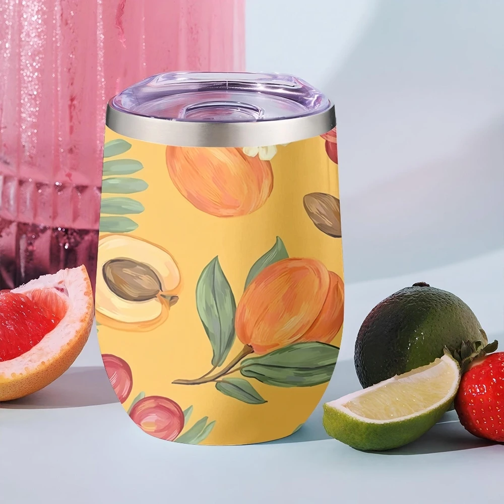 Termos de Acero Inoxidable con Aislamiento al Vacío de Doble Pared de 12oz con Tapa, para Bebidas Frías y Calientes, con Diseño de Fruta de Nuez, Regalo
