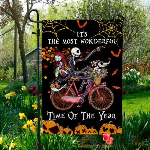 Most Wonderful Time Of The Year Jack Sally Nightmare Before Garden Flag