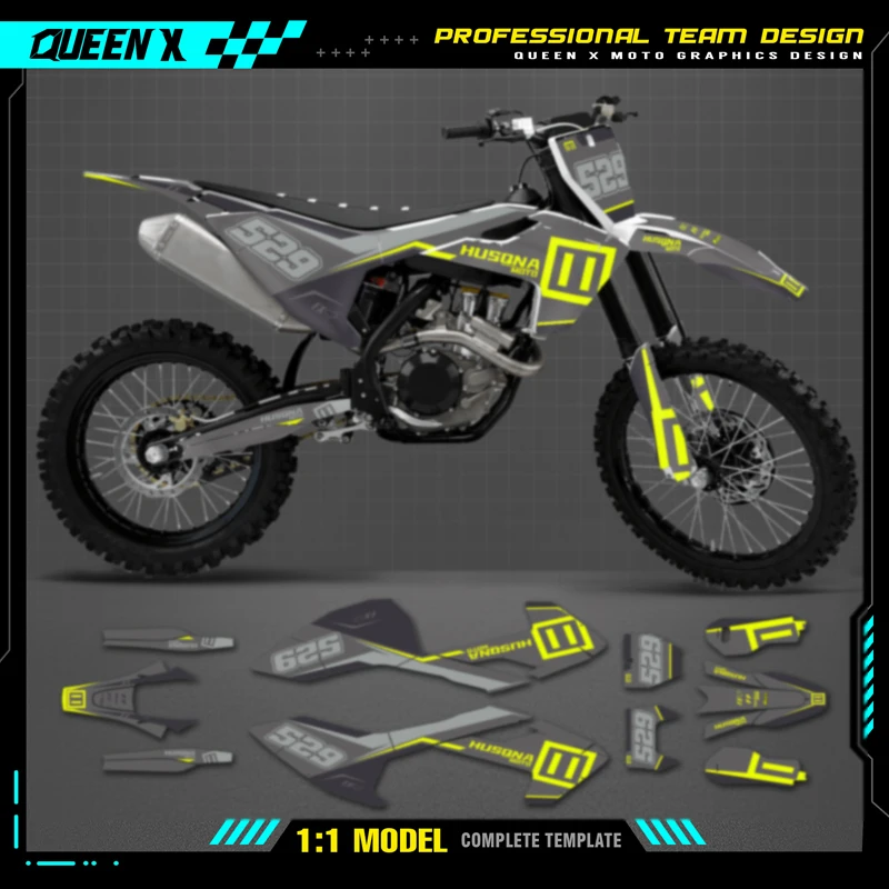 Queen X MOTOR Custom Team Graphics Decals Stickers Kit For Husqvarna Decal 2016 - 2018 TC FC TX FX FS 17-2019TE FE 125-450CC 081