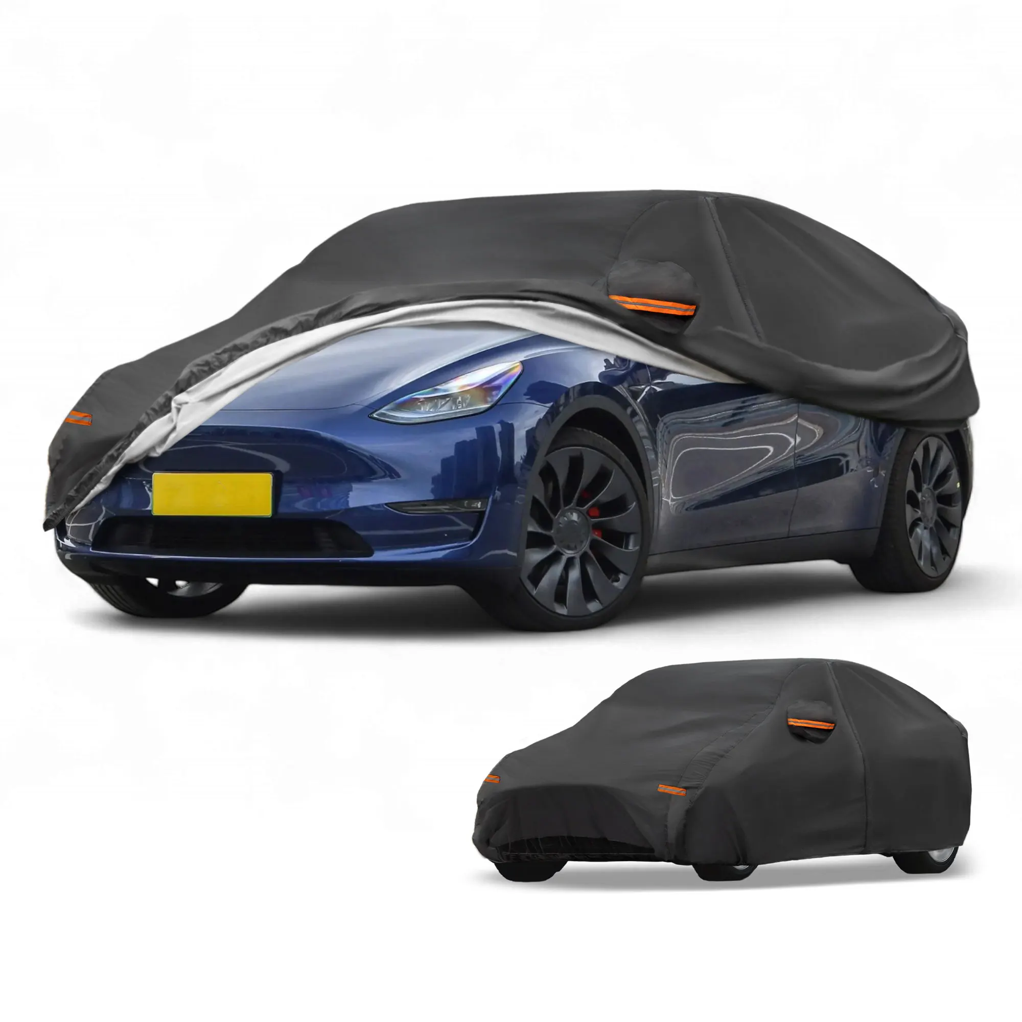 Motoforti Car Cover All Weather for Tesla Model Y Black 190T-PU with Left Zipper