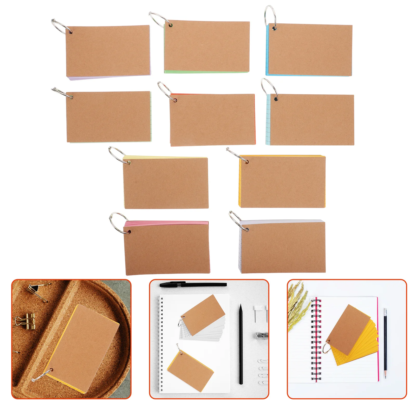 

10pcs Notepads Paper Cover Double-Sided Lined Looseleaf Flashcards For Studying Working Meetings Bulk Blank Cards