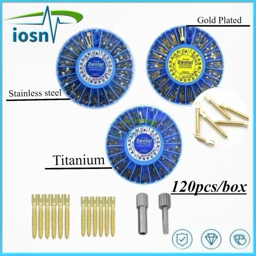 Dental 120PCS /Box Stainless Steel Screw Post Dental Golden Plated Screw Post TITANIUM Screw Posts For Dentist Tool Dentistry