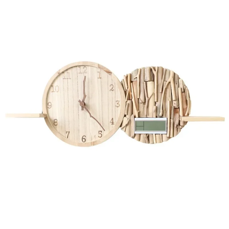 

Log small fresh living room creative wall clock silent, bedroom clock wall household