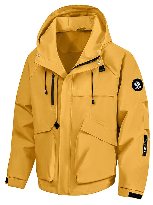 

Men's Waterproof Outdoor Jaet Hooded Windbreaker CamCoat Polyester/Nylon Cosite Fiber Long Sve Zipper Closure Pure Color