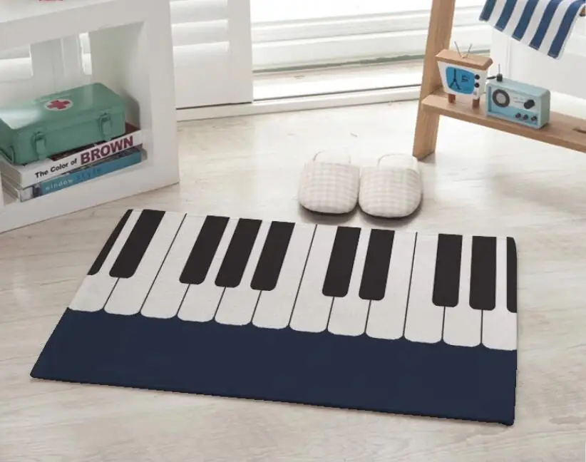 Piano Key Print Rugs Kitchen Mat Entrance Doormat Carpet for Living Room Flannel Soft Rug Bedroom Floor Balcony Anti-Slip Carpet