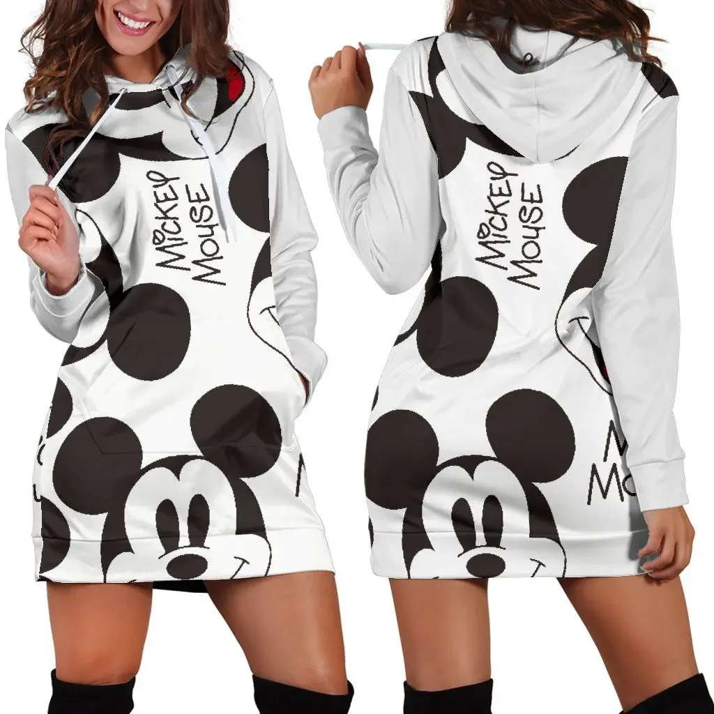 2024 Disney Mickey Mouse Hoodie y2k Dress Sweater Fashion Disney Dress Sweatshirt Dress 3d Allover Printed Hoodie for Women