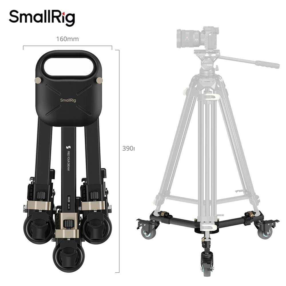 SmallRig Professional Tripod Dolly Heavy Duty with Adjustable Leg Mount Rubber Wheels Silent Design Compatible with Most Tripods