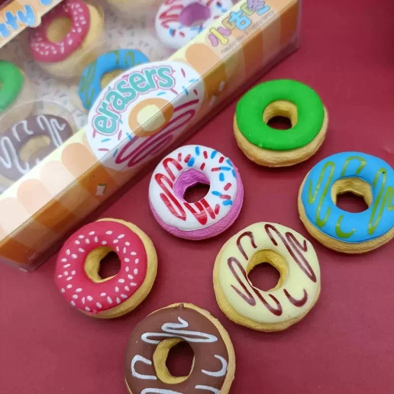 Imagem -06 - Donuts Shape Erasers For Kids Cute Lápis Eraser Papelaria Coreana Pintura Escrita Ferramentas Material de Escritório Escolar Kawaii Pcs por Conjunto