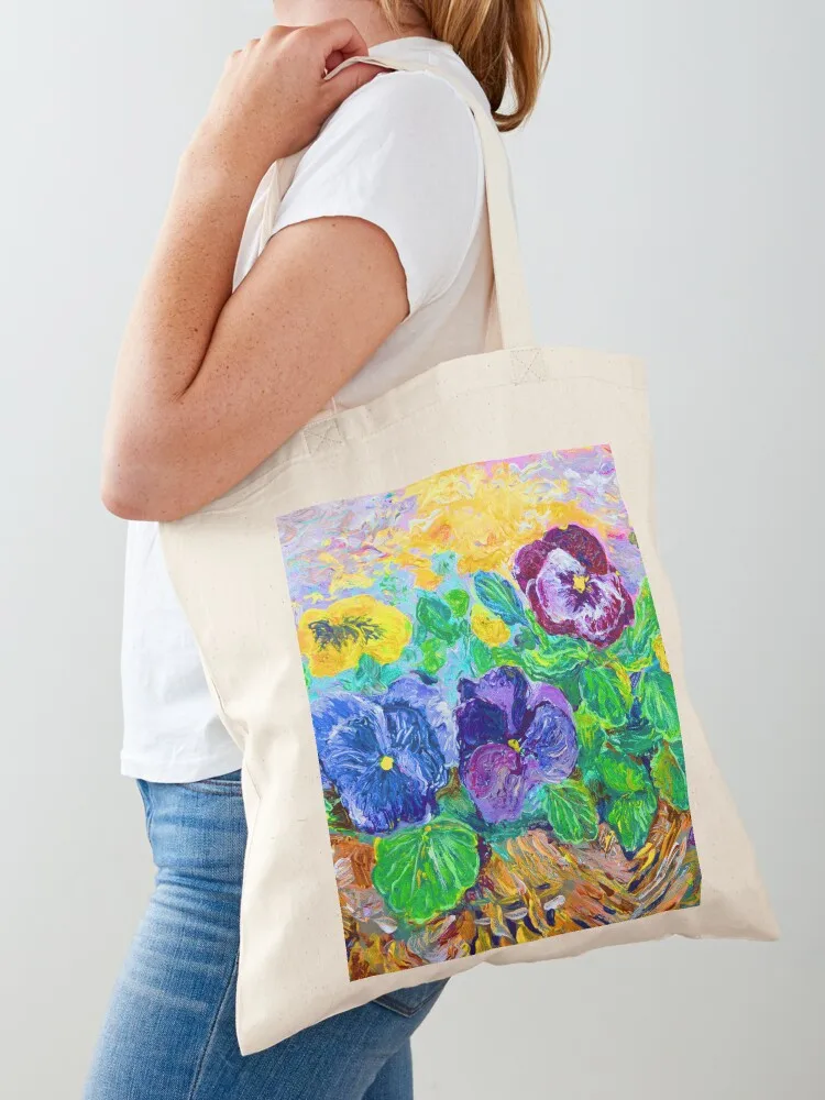 

April Pansies Tote Bag Cloth bags hand bag cute pouch bag canvas tote