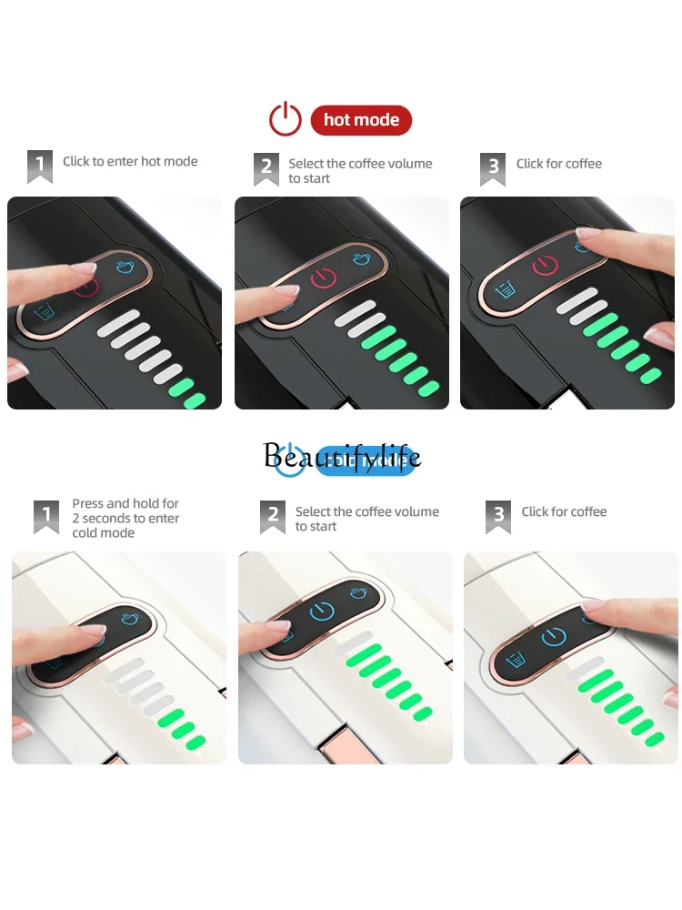 LJYHiBREW 5 in 1 Multiple Capsule Coffee Machine Hot/Cold DG Cappuccino Nes Small Capsule ESE Pod Ground Coffee