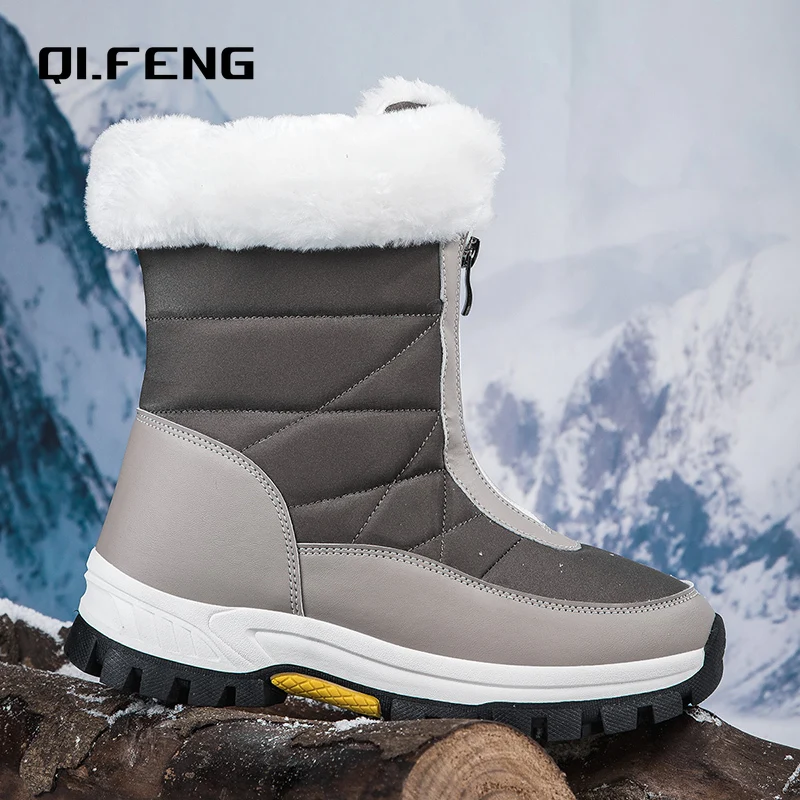 

Новинка зимние модные теплые женские ботинки из хлопка Уличная обувь для альпинизма Нескользящие зимние ботинки кожаная обувь на толстой подошве с плюшевой подкладкой