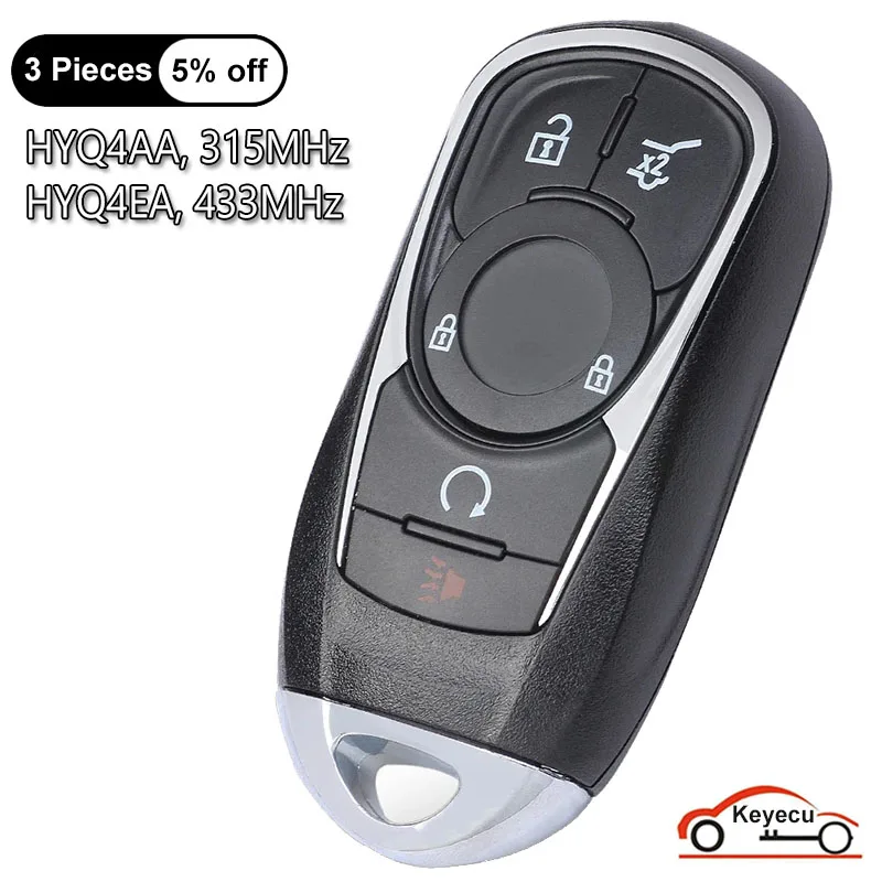 

KEYECU 5Buttons 315MHz 433MHz ID46 Chip for Buick Enclave Envision Regal 2016 2017 2018 2019 2020 Smart Remote Key HYQ4AA HYQ4EA