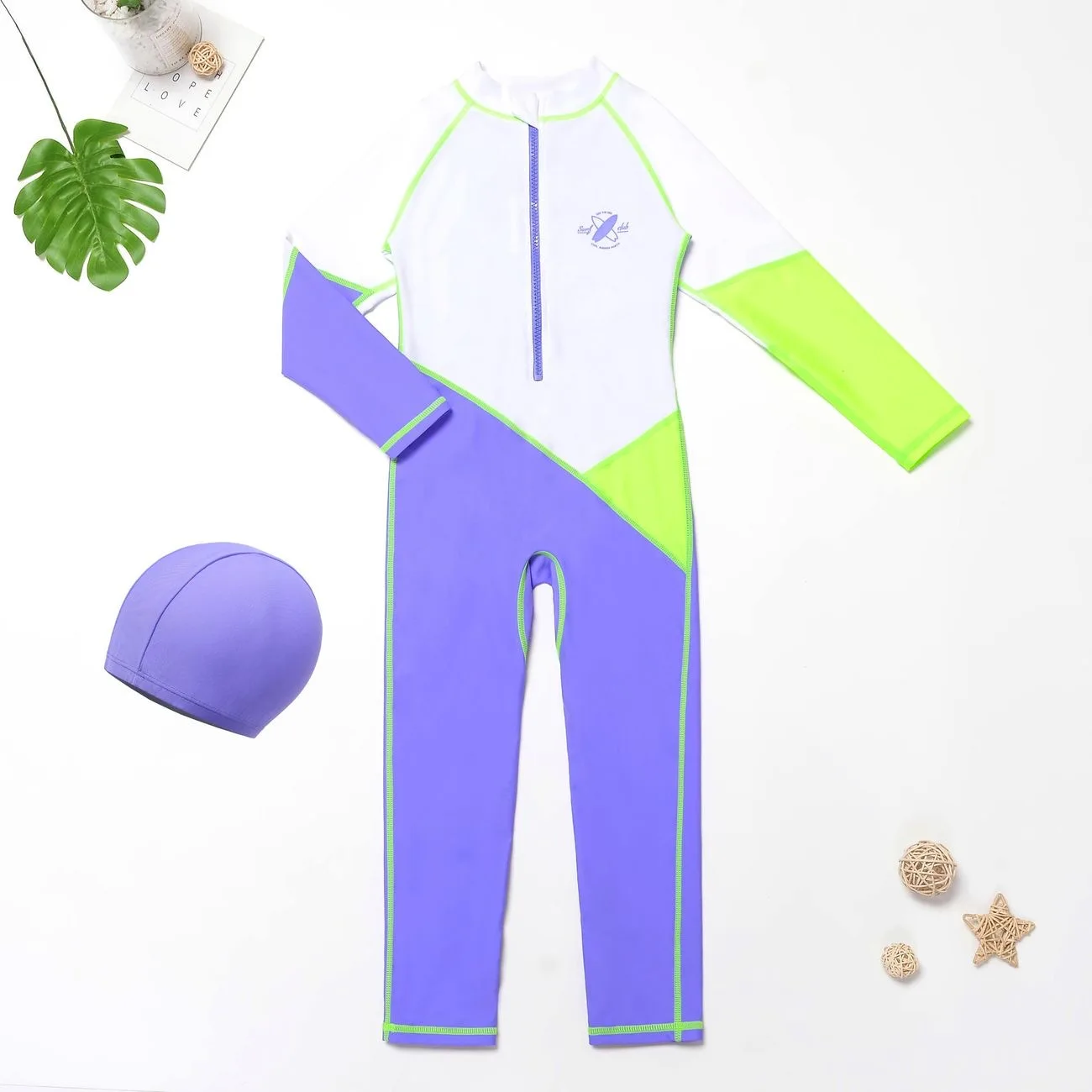 

Children's One-Piece Swimsuit Long Sve Thermal Bath Suit Swimming Costume for Boys And Girls Suitable for Kids And Tweens