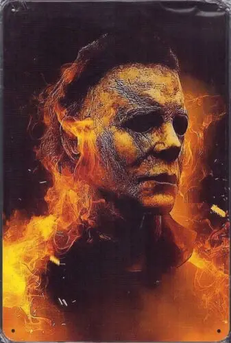 Halloween - Burning Michael Meyers Horror Movie Tin Metal Sign