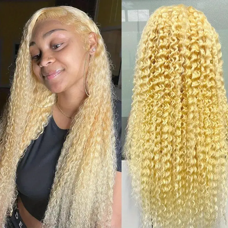 Rosabeauty 13x6 613 Honey Blonde Curly Transparent HD Lace Frontal Wig Brazilian 150Density Loose Deep Wave Front Human Hair Wig