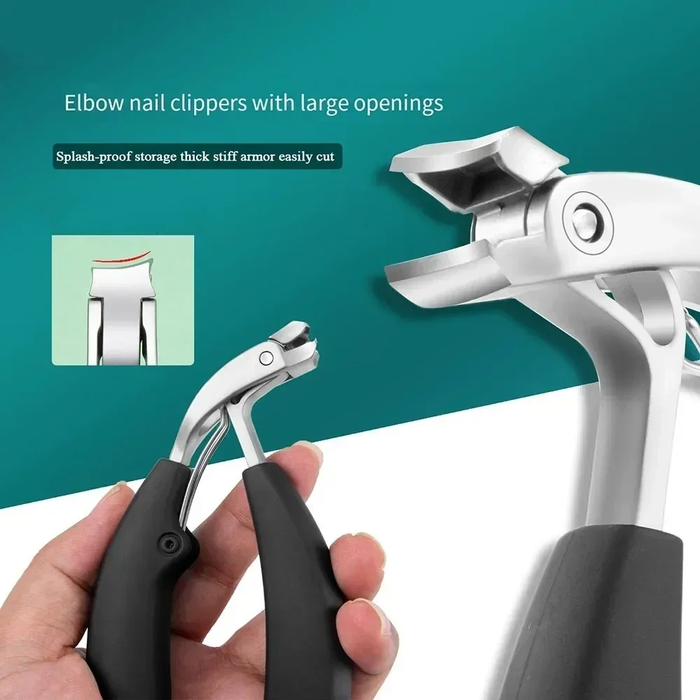 Heavy Duty Wide Jaw Nail Clippers Inclined Arc Blade Thick Hard Toenail Fingernail Cutter Manicure Tool