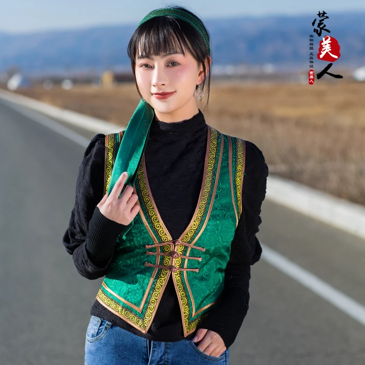 

Mongolian Vest Ladies' National Style Small Waistcoat Waistcoat Handmade Buttonhole Loop Mongolia Clothing Top Casual Clothes